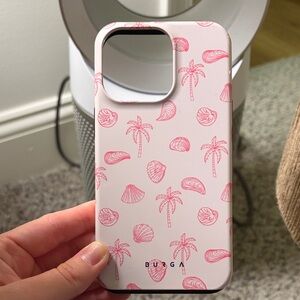 Burga iPhone 13 Pro Case Pink Shell Palm Trees
